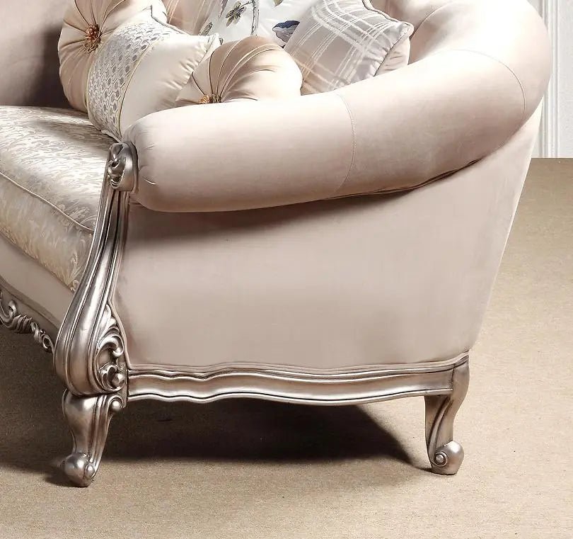 Cristina Traditional Style Loveseat In Silver Finish Wood | Cosmos | Home Elegance USA