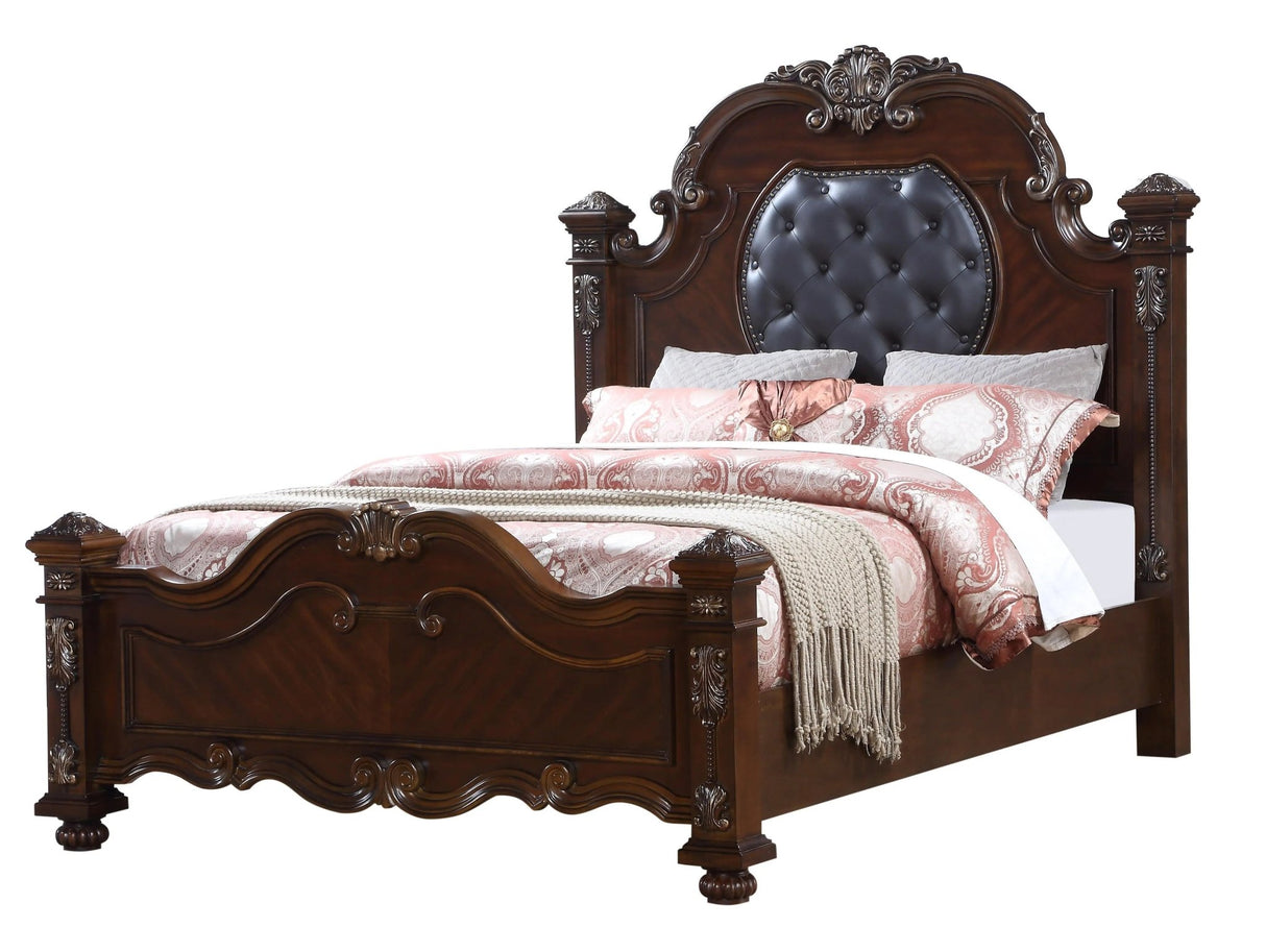 Destiny Traditional Style King Bed In Cherry Finish Wood | Cosmos - 1081CHDES - Home Elegance USA - 1