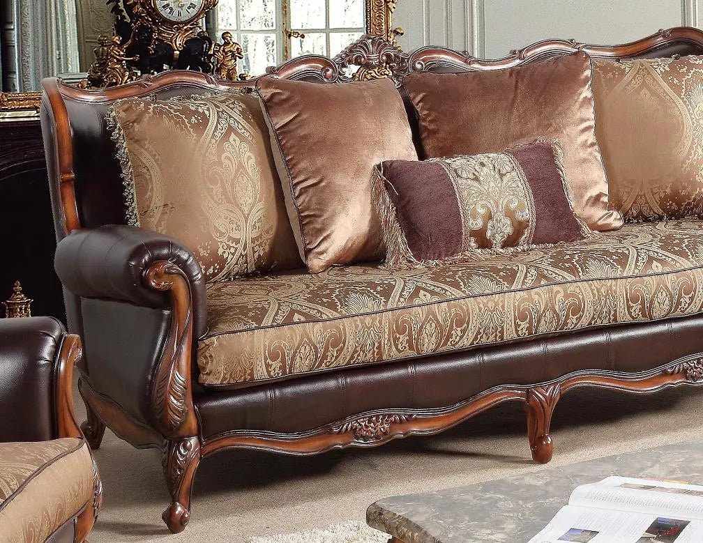 Anne Traditional Style Sofa In Cherry Finish Wood | Cosmos | Home Elegance USA