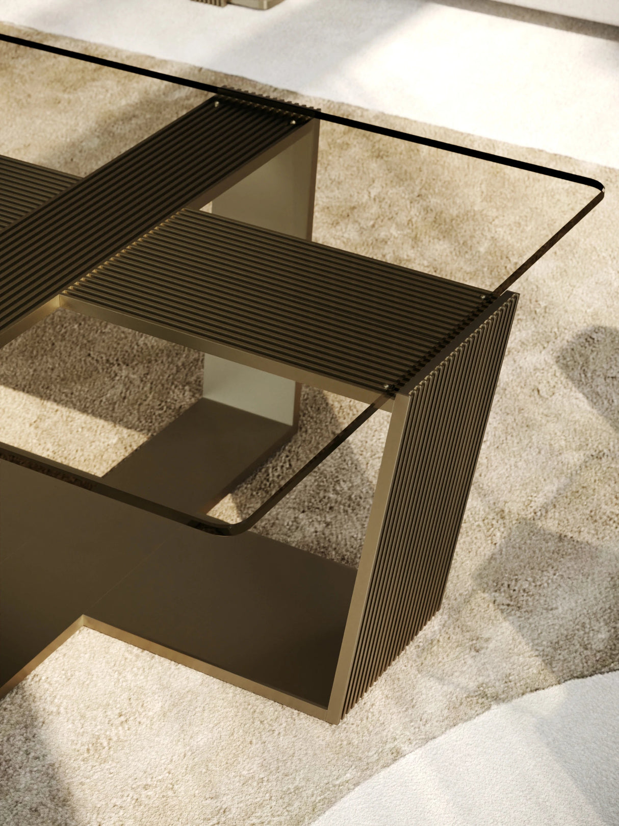 Counter Balance Cocktail Table Smoked Bronze Glass | Caracole Classic