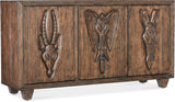 Wooden cabinet with embossed animal heads on a white background Home Elegance USA