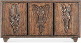 Wooden cabinet with animal head carvings on a white background Home Elegance USA