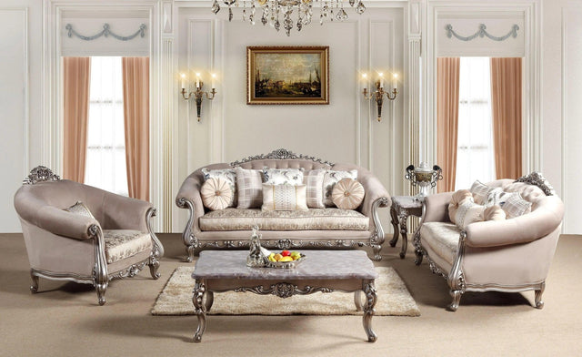 Cristina Traditional Sofa And Loveseat In Beige Wood Finish | Cosmos - Cristina - S,L - Home Elegance USA - 1