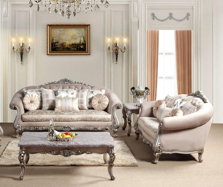 Cristina Traditional Sofa And Loveseat In Beige Wood Finish | Cosmos - Cristina - S,L - Home Elegance USA - 2