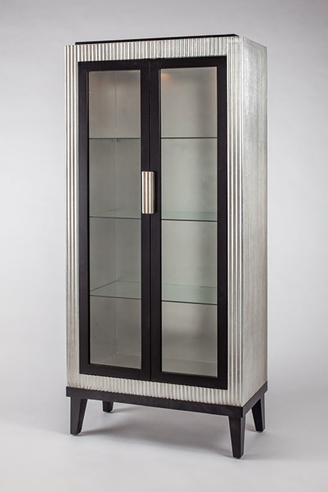 Decorative cabinet with glass doors on a white background