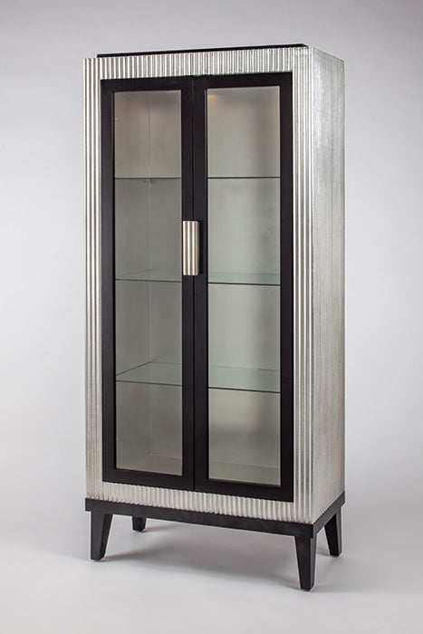 Decorative cabinet with glass doors on a white background
