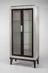 Decorative cabinet with glass doors on a white background