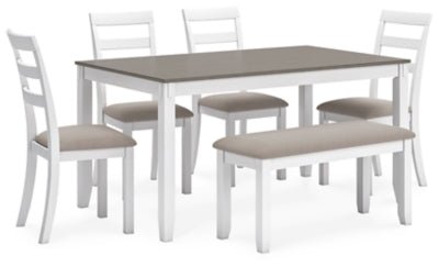 Ashley White/Gray Stonehollow RECT DRM Table Set (Set of 6) - D382 - 325 - Home Elegance USA - 1