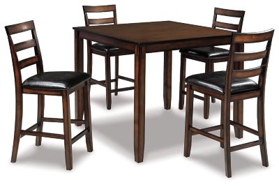 Ashley Brown Coviar DRM Counter Table Set (Set of 5) - Faux Leather | Home Elegance USA