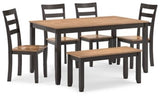 Ashley Natural/Brown Gesthaven Dining Room Table Set (Set of 6) | Home Elegance USA