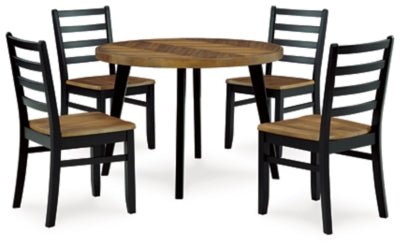 Ashley Brown/Black Blondon Round DRM Table Set (Set of 5) | Home Elegance USA