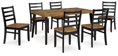 Ashley Brown/Black Blondon RECT DRM Table Set (Set of 7) - D413 - 425 - Home Elegance USA - 1