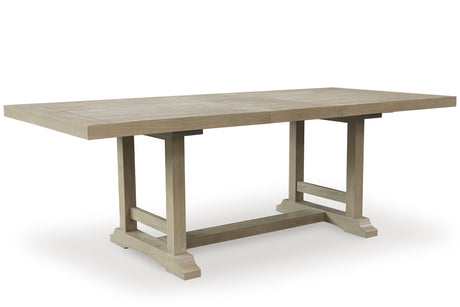 Vallardia RECT Dining Table & 6 Chairs Set – Traditional Light Grayish Brown | Ashley