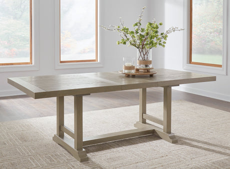 Vallardia RECT Dining Table & 6 Chairs Set – Traditional Light Grayish Brown | Ashley