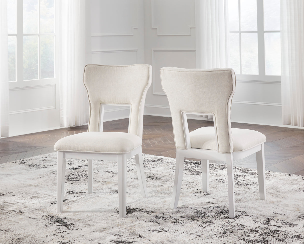 Chalanna Dining Side Chair Upholstered - White (Set of 2) | Ashley - Home Elegance USA