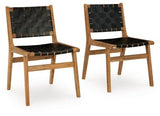 Ashley Brown/Black Fortmaine Dining Room Side Chair (Set of 2) - Leather | Home Elegance USA