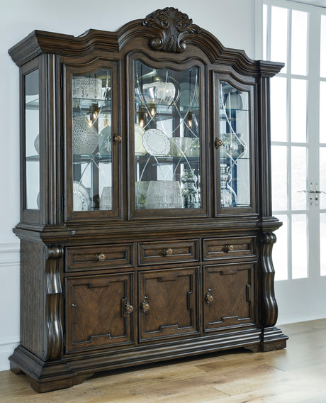 Ashley Dark Brown Maylee D947D1 Dining Buffet and Hutch - Home Elegance USA