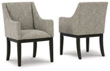 Ashley Beige/Dark Brown Burkhaus Dining UPH Arm Chair (Set of 2) | Home Elegance USA