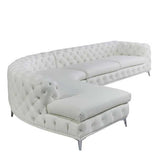 DIvani Casa Kohl - Contemporary White LAF Curved Shape Sectional Sofa w/ Chaise - Home Elegance USA