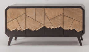Wooden cabinet with geometric design on a white background Home Elegance USA