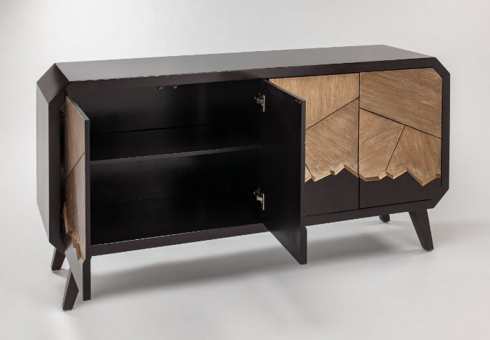 Modern black and wood sideboard on a white background Home Elegance USA