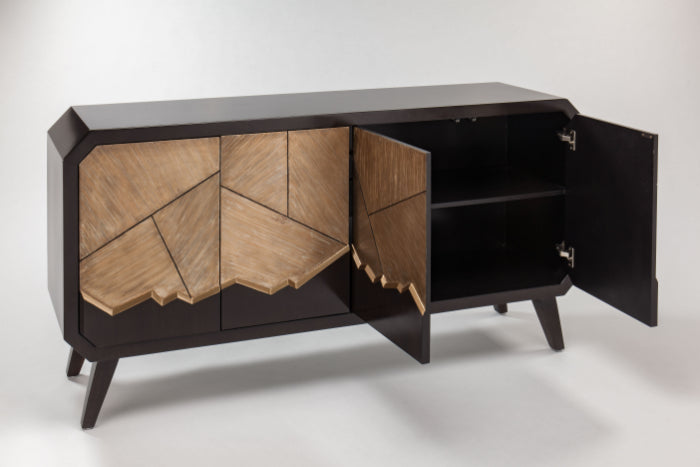 Wooden sideboard with black accents on a white background Home Elegance USA