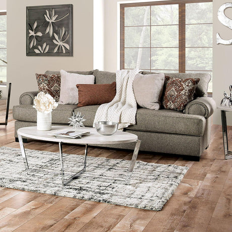 Debora Transitional Gray Chenille Sofa and Loveseat by Furniture of America Furniture of America