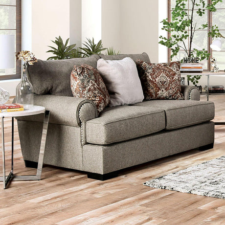 Debora Transitional Gray Chenille Sofa and Loveseat by Furniture of America Furniture of America