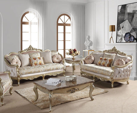 Diana Traditional Sofa And Loveseat In Champagne Wood Finish | Cosmos - Diana - S,L - Home Elegance USA - 2