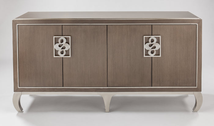 Wooden sideboard with decorative elements on a white background Home Elegance USA