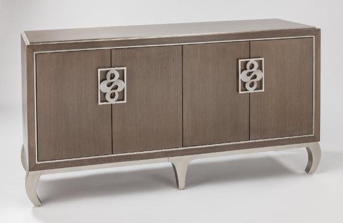 Wooden sideboard with decorative elements on a white background Home Elegance USA