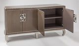 Wooden sideboard with open doors on a white background Home Elegance USA
