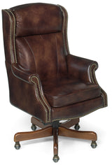 Merlin Executive Swivel Tilt Chair – Empire Byzantine Leather with Chestnut Finish - Hooker Furniture - sold by Home Elegance USA