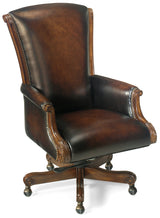 Samuel Executive Swivel Tilt Chair – James River Edgewood Leather with Old World Finish - Hooker Furniture