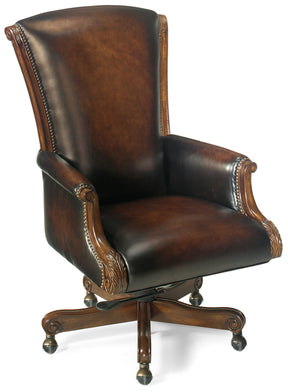 Samuel Executive Swivel Tilt Chair – James River Edgewood Leather with Old World Finish - Hooker Furniture