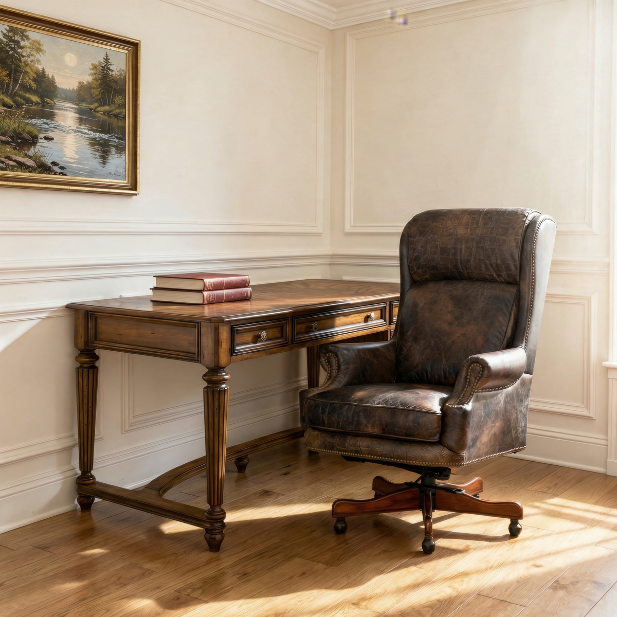 Tucker Executive Swivel Tilt Chair Old Saddle Fudge Leather – Hooker Furniture