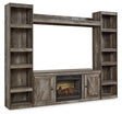 Ashley Gray Wynnlow EW0440W8 4 - Piece Entertainment Center with Electric Fireplace | Home Elegance USA