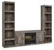 Ashley Gray Wynnlow EW0440W10 3 - Piece Entertainment Center with Electric Fireplace | Home Elegance USA