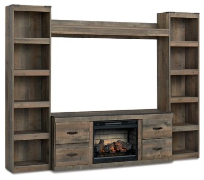 Ashley Brown Trinell EW0446W9 4 - Piece Entertainment Center with Electric Fireplace - EW0446W9 - Home Elegance USA - 1