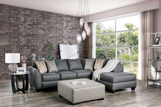 Earl Transitional Gray Chenille Sectional Sofa by Furniture of America Furniture of America