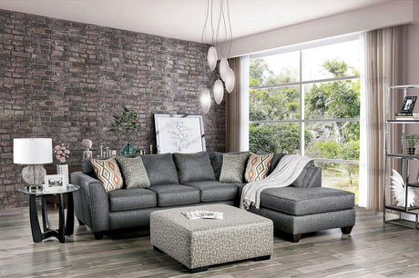 Earl Transitional Gray Chenille Sectional Sofa by Furniture of America Furniture of America