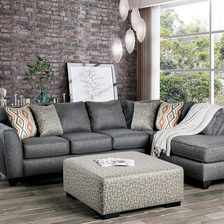 Earl Transitional Gray Chenille Sectional Sofa by Furniture of America Furniture of America