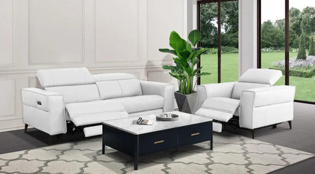 Vig Furniture - Divani Casa Nella - Modern White Leather Loveseat W/ Electric Recliners - Vgkn-E9193-Wht-L