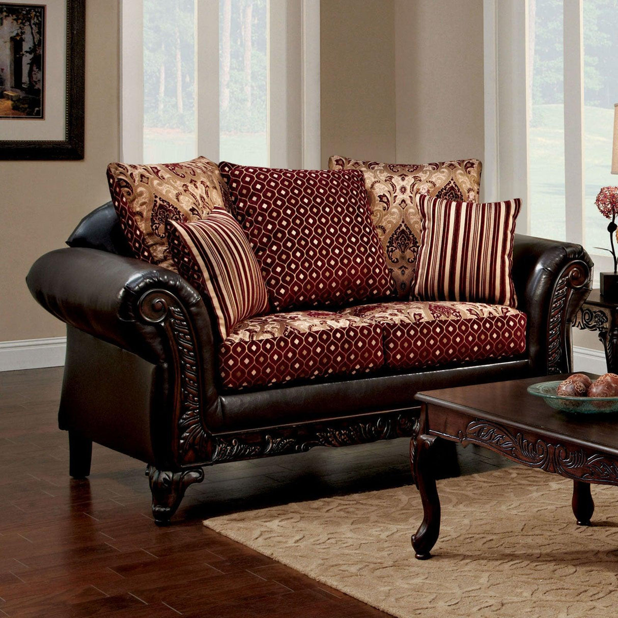 Ellis Traditional Sofa and Loveseat by Furniture of America Furniture of America