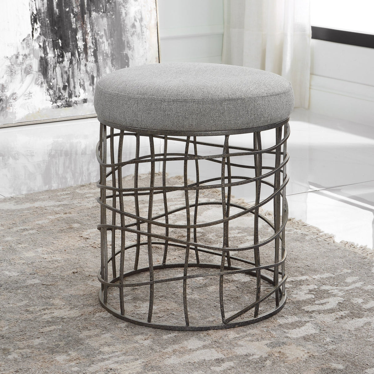 Carnival Iron Round Accent Stool | Uttermost | Home Elegance USA