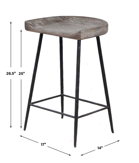 Cordova Carved Wood Counter Stool | Uttermost | Home Elegance USA