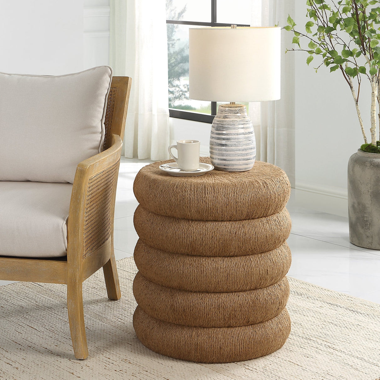 Capitan Braided Rope Side Table | Uttermost | Home Elegance USA