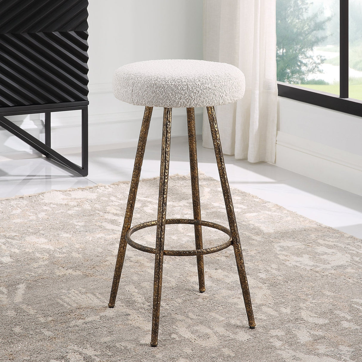 Braven White Fabric Counter Stool | Uttermost | Home Elegance USA