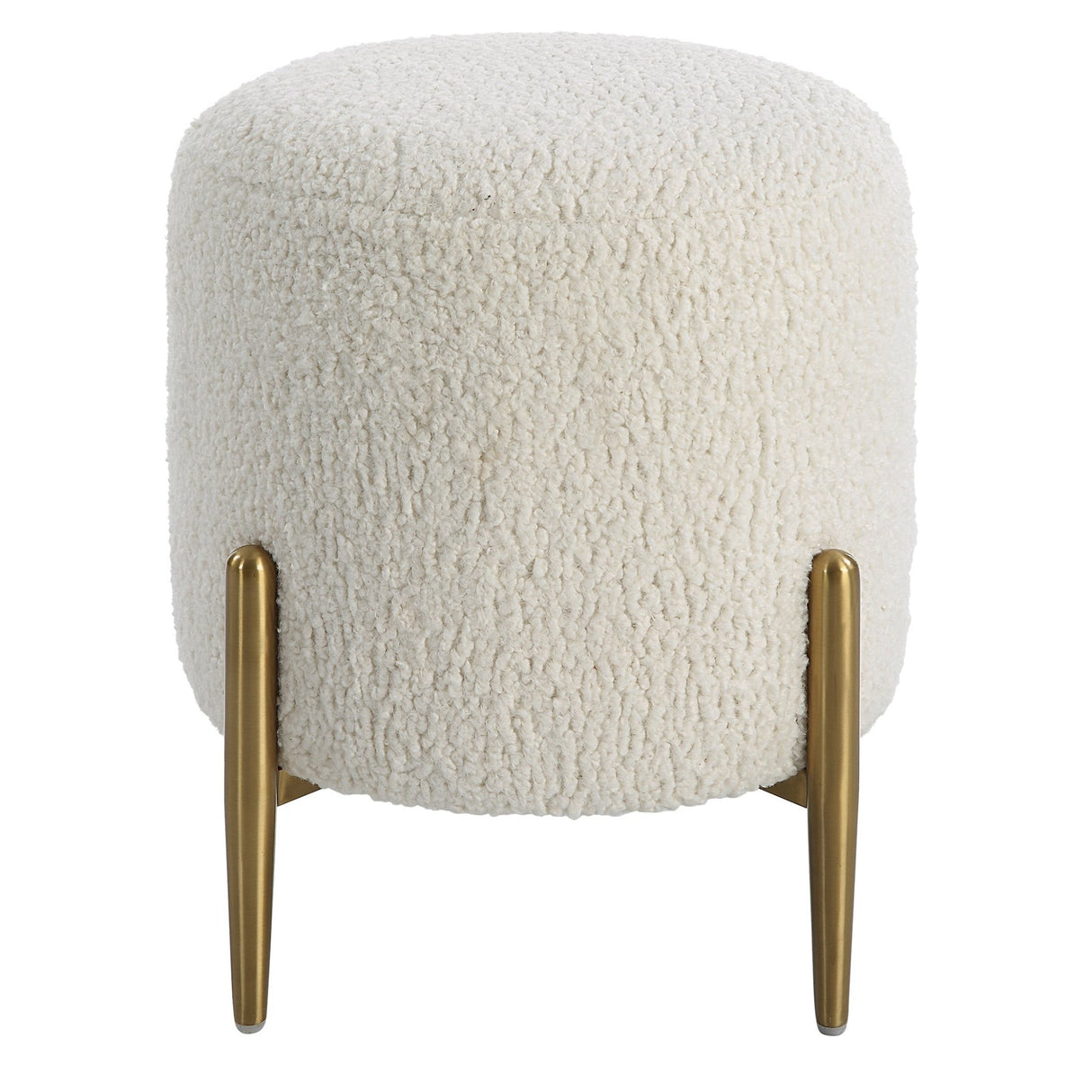 Arles White Shearling Brass Ottoman | Uttermost | Home Elegance USA