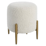 Arles White Shearling Brass Ottoman | Uttermost | Home Elegance USA